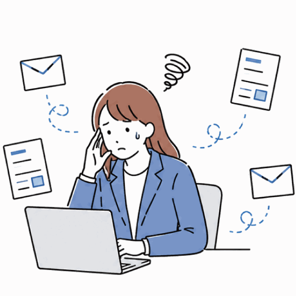 情報やメールの扱いに不安を感じる様子